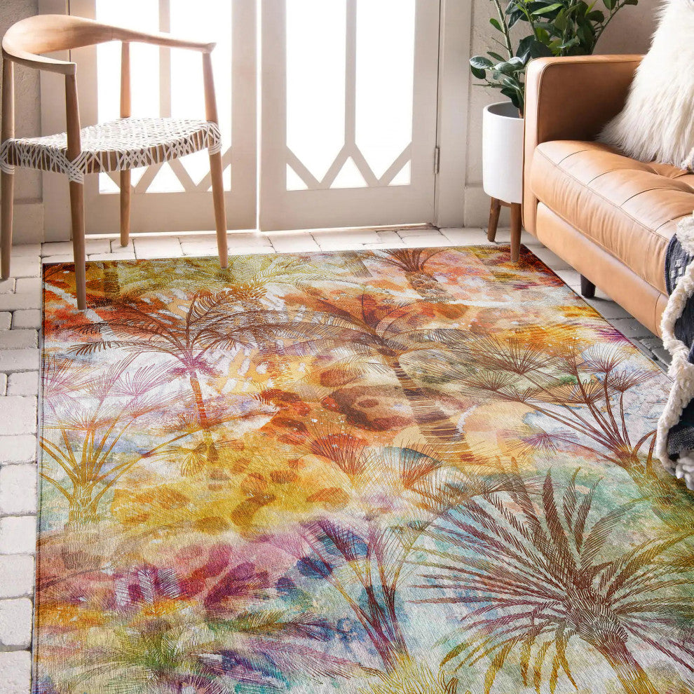 Indoor/Outdoor Tropics TC15 Salmon Machine Washable 9' x 12' Rug