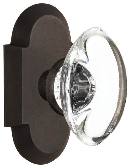 Single Cottage Plate With Oval Clear Crystal Knob, Oil-Rubbed Bronze