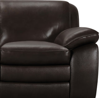 Zanna Modern Hardwood and Dark Brown Leather Sofa