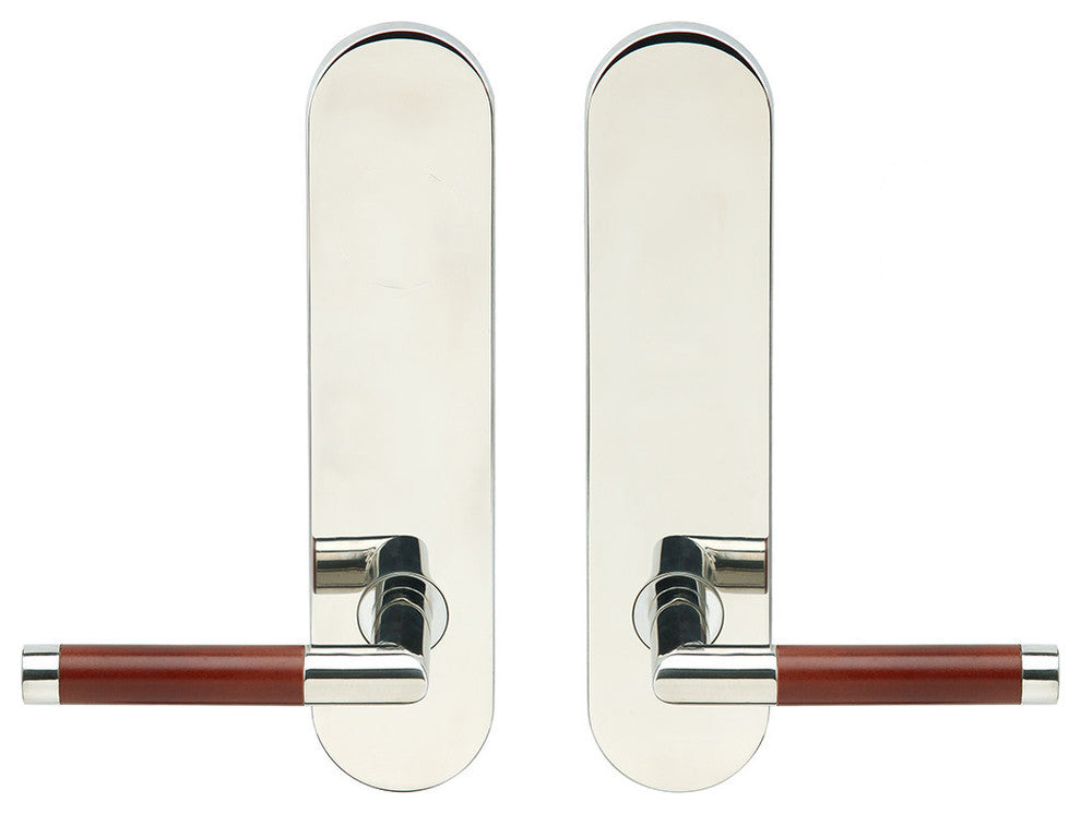 Cabernet Lever, Tubular Privacy, 2-3/8" Backset, Polished Stainless Steel