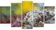 "Abstract Composition of Moss Flowers" Landscape Wall Art, 5 Panels, 60"x32"