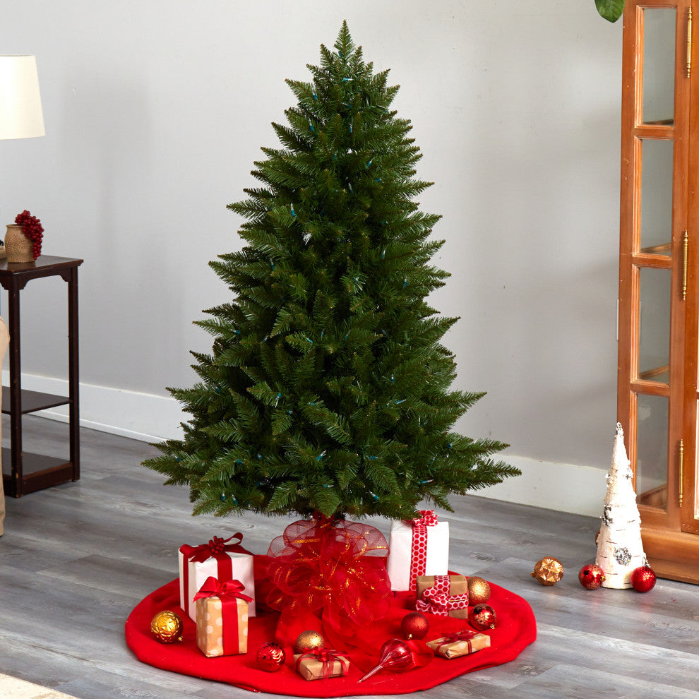 5' Vermont Spruce Faux Xmas Tree W/Lights & Bendable Branches