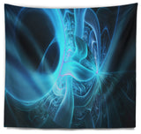 Shining Bright Blue on Black Abstract Wall Tapestry, 92"x78"