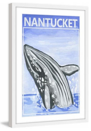"Jumping Whale" Framed Painting Print, 16"x24"