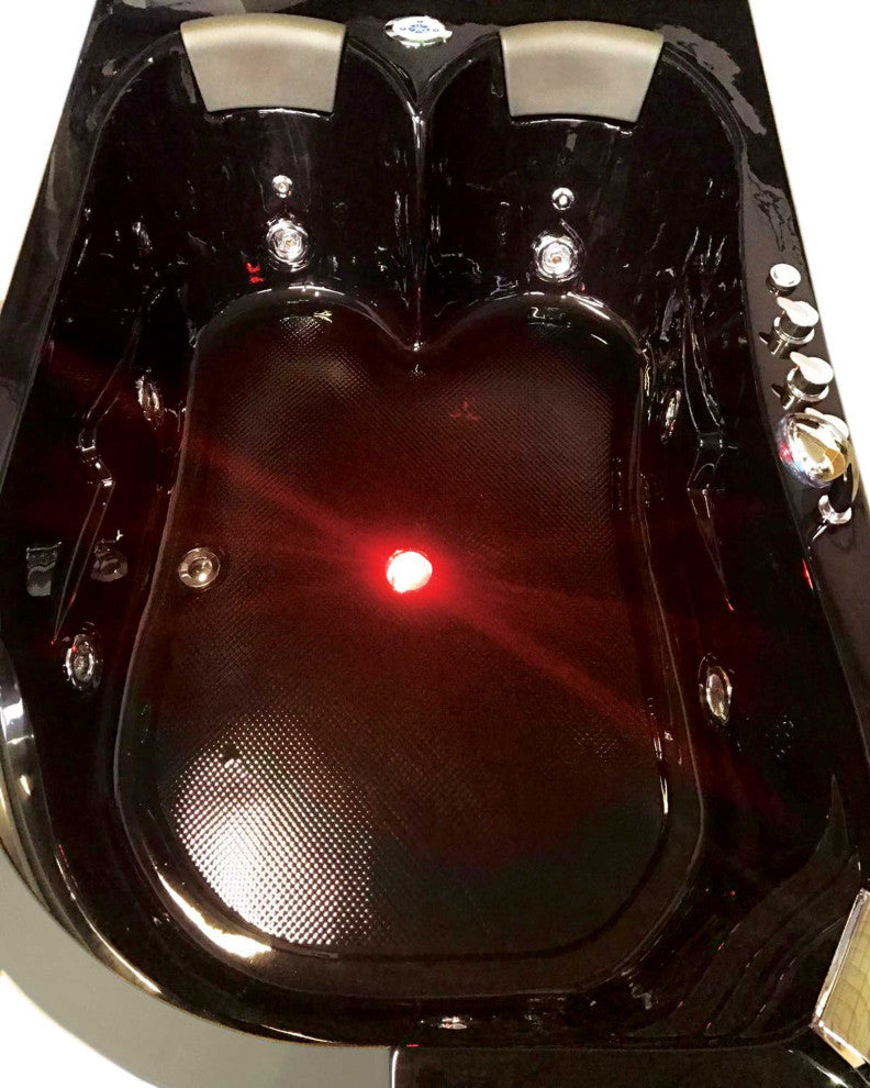 Whirlpool Bathtub Black 72"x48" Hot Tub Double Pump and Heater, Pegaso