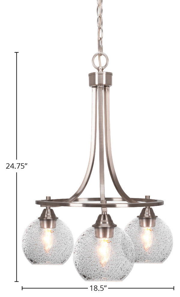 Paramount Downlight 3-Light Chandelier, Brushed Nickel, 5.75" Smoke Bubble