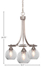 Paramount Downlight 3-Light Chandelier, Brushed Nickel, 5.75" Smoke Bubble