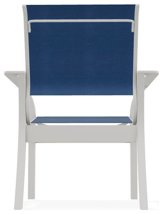 Leeward Sling Stackable Outdoor Dining Chair, Cobalt/Snow
