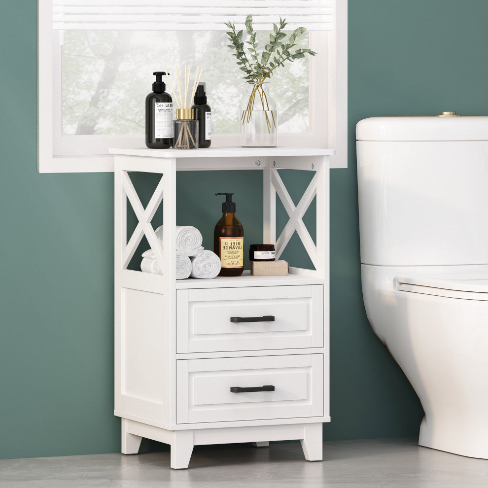 McCusker Bathroom Storage Cabinet With Drawers, White