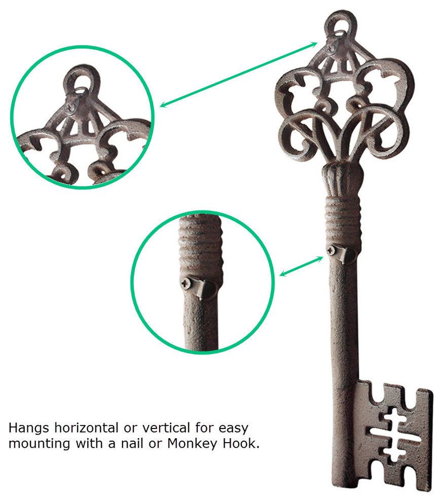 Cast Iron Skeleton Key, Rustic Bronze