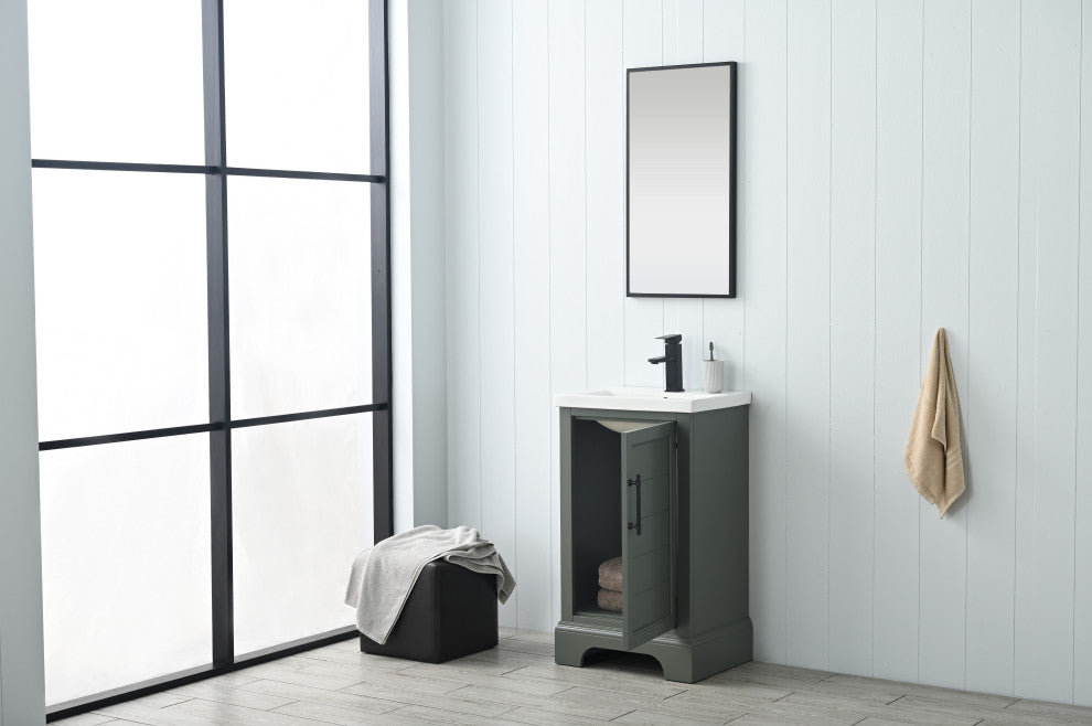 Vanity Art Bathroom Vanity With Sink & Top, Vintage Green, 20", Black Stone