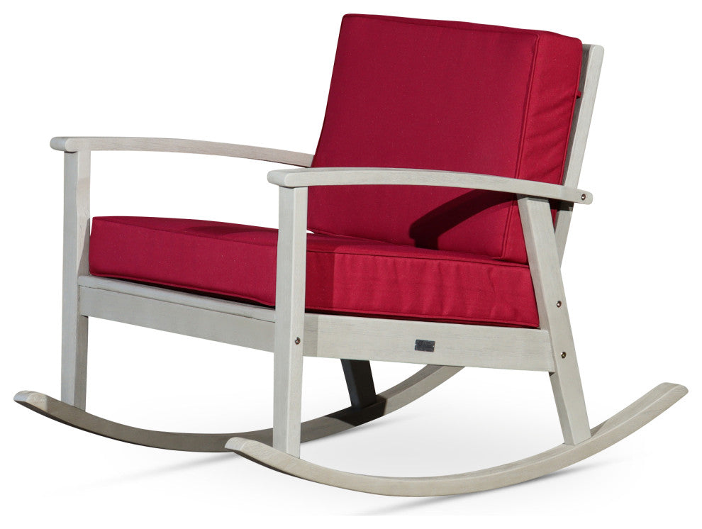DTY Outdoor Living Longs Peak Eucalyptus Rocker w/ Cushions, Driftwood Gray, Bur