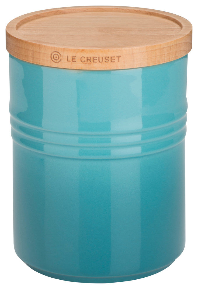 Le Creuset Stoneware Medium Storage Jar With Wooden Lid, Teal