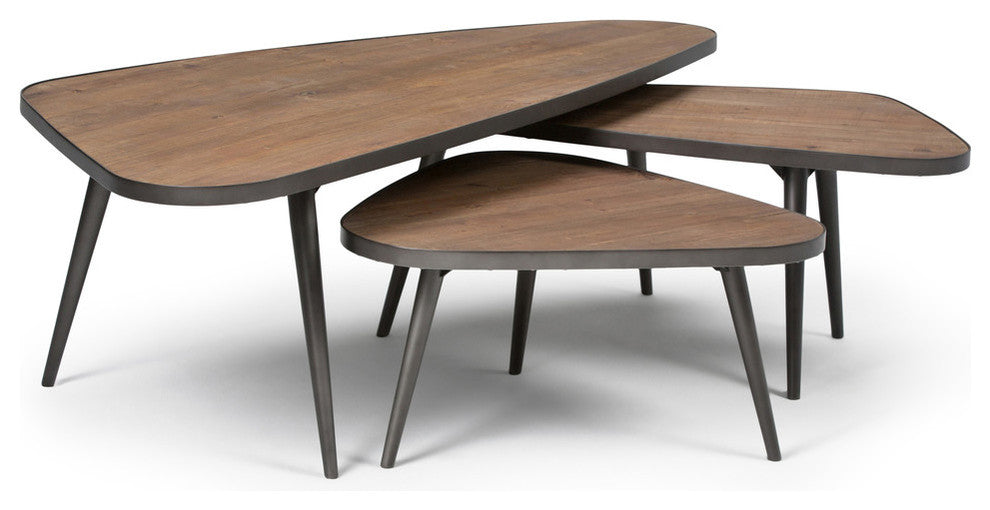 Aubrey 3 Piece Table Set - Distressed Wood