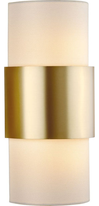 Silva Collection Two-Light Brushed Nickel White Linen Shade Wall Sconce, Brushed Bronze