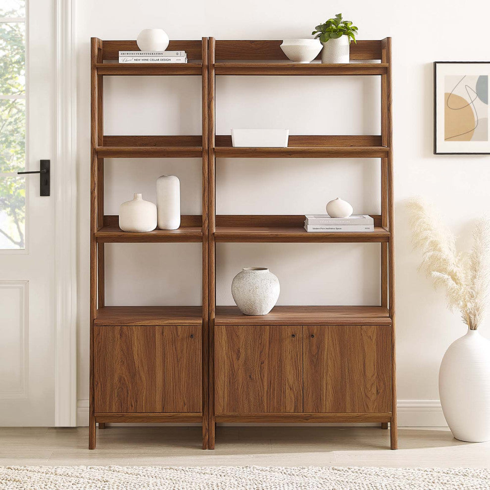Bixby Wood Bookshelves, Set of 2, Walnut