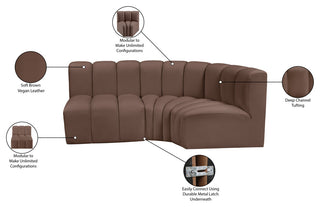 Arc Vegan Leather Upholstered 3-Pc. L-Shaped Modular Sectional, Brown
