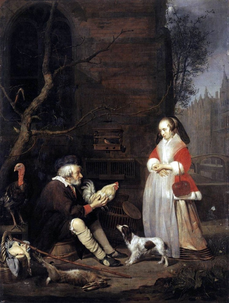 Gabriel Metsu The Poultry Seller, 21"x28" Wall Decal
