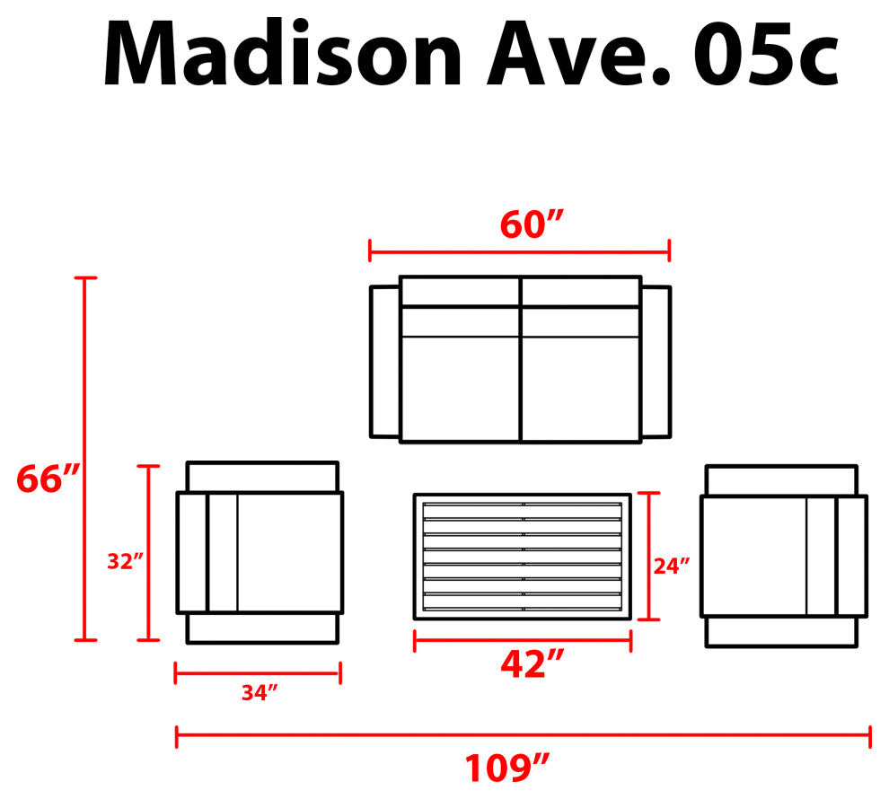 kathy ireland Madison Ave. 5 Piece Aluminum Patio Furniture Set 05c, Alabaster