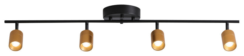 Vidalite Shura 4 Head LED Flush Mount FIxed Track Light, Brass/Black
