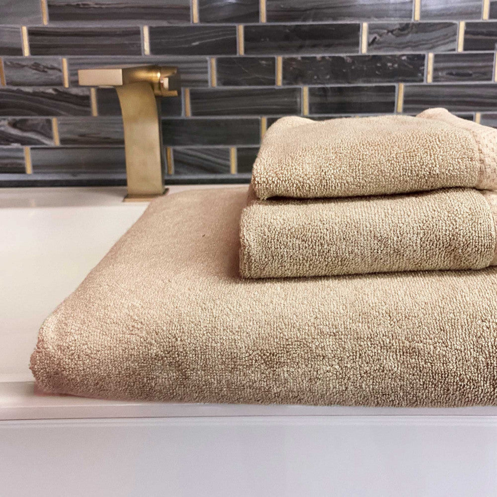 BedVoyage Luxury Viscose from Bamboo Towel Collection, Champagne, 3 Piece Set