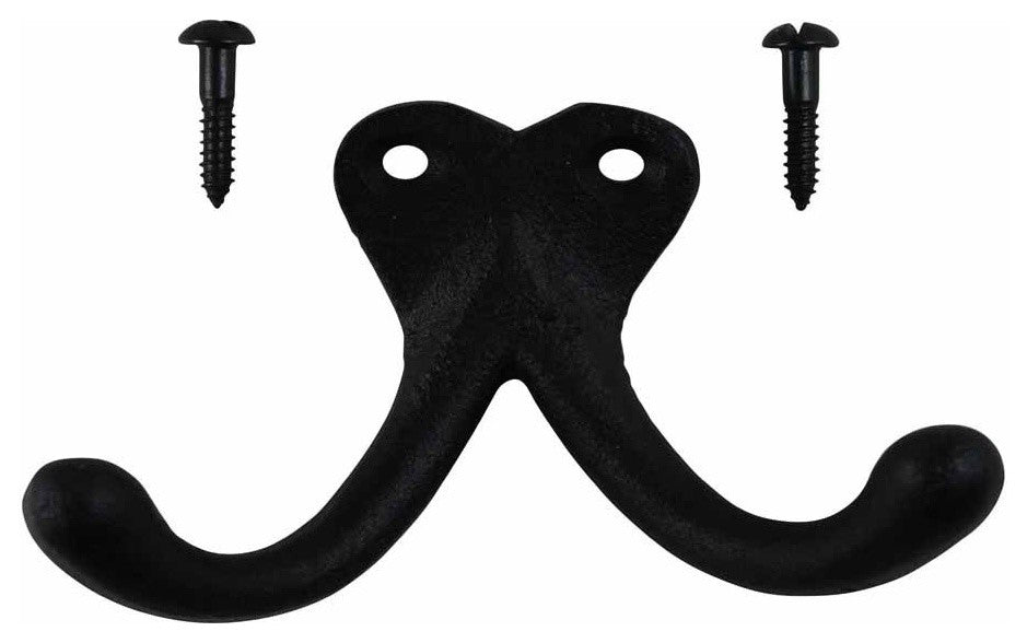 Double Wall Hook Black Wrought Iron Hat and Coat Hook - Set of 5