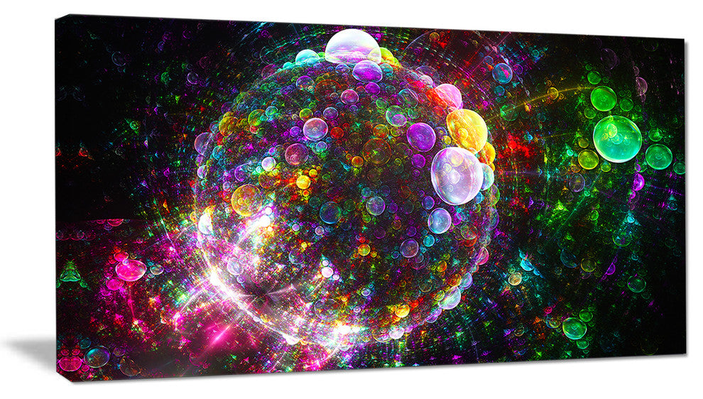 Multi Color Fractal Spherical Bubbles, Abstract Canvas Art Print, 40x20
