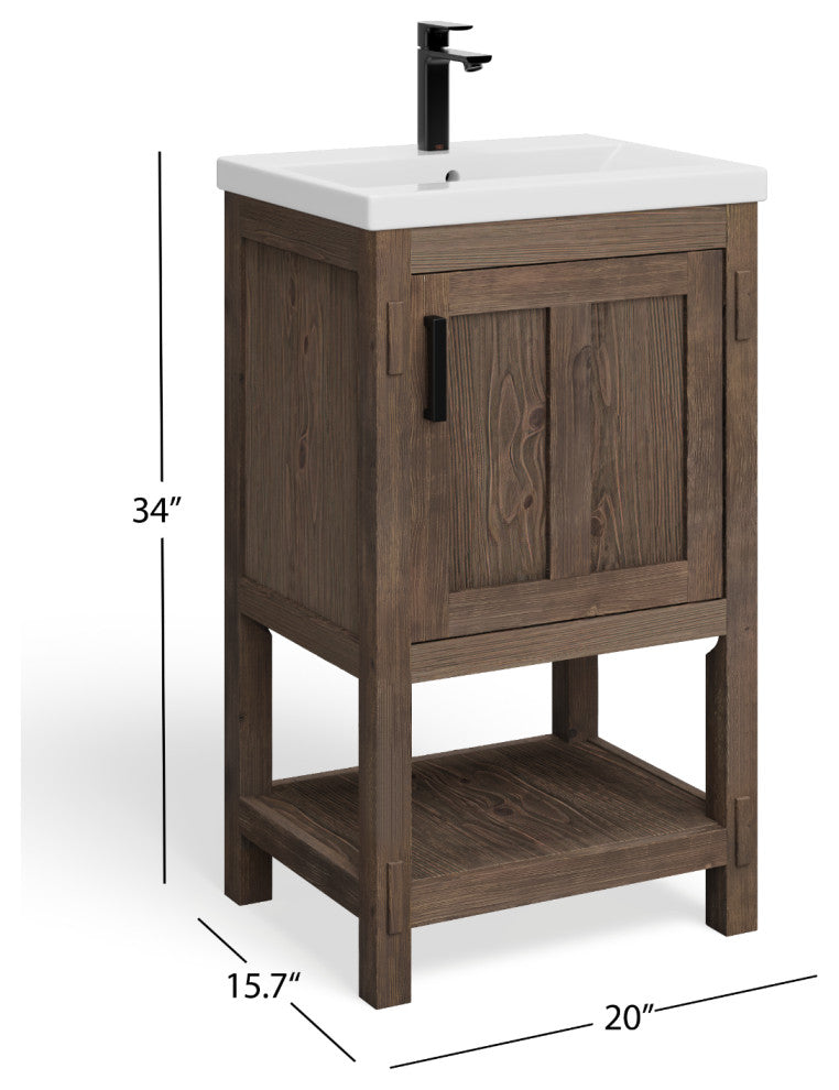 The Betsy Bathroom Vanity, Brown, 20", Single Sink, Freestanding