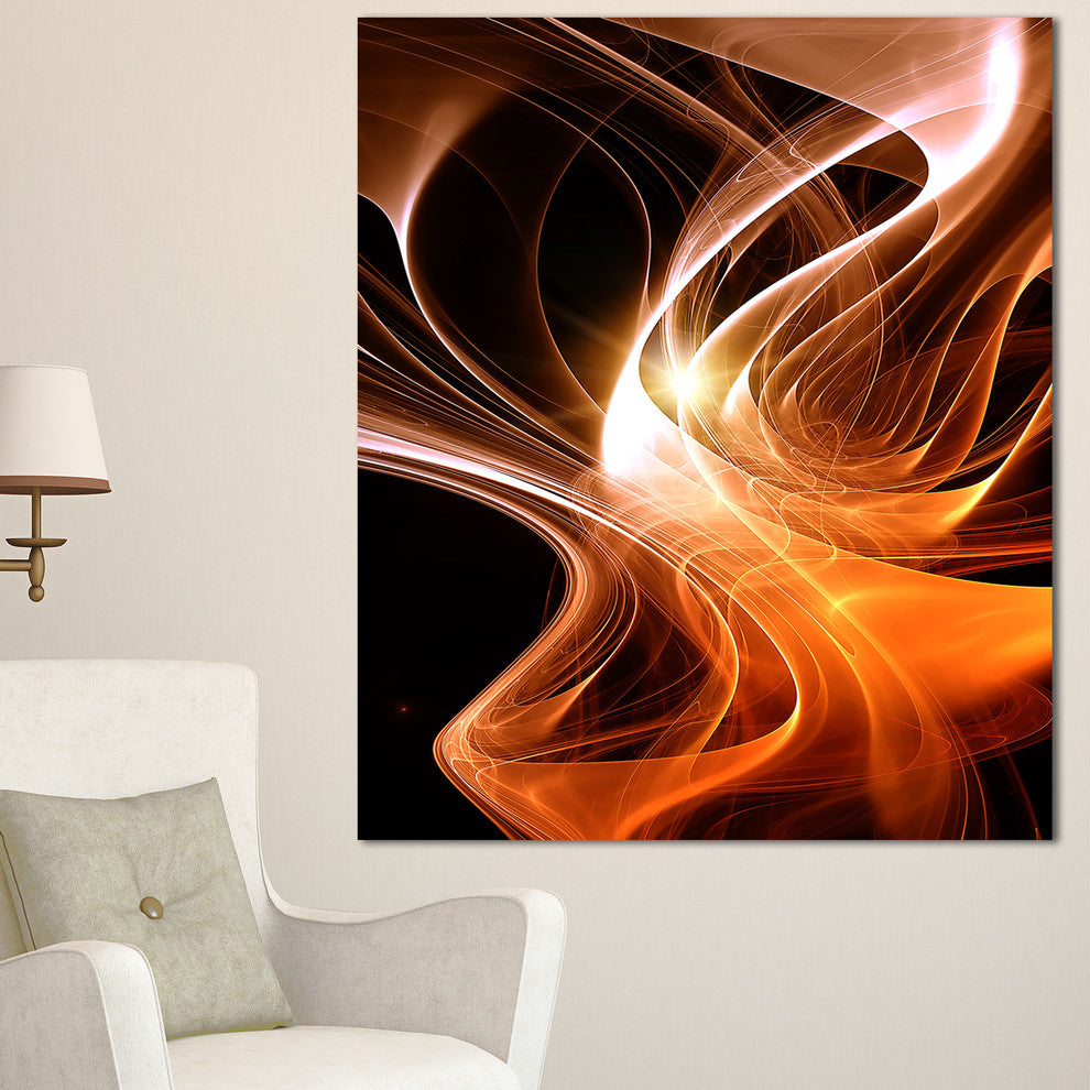 Orange 3d Shaped Fractal Design, Contemporary Abstract Wall Art, 30"x40"