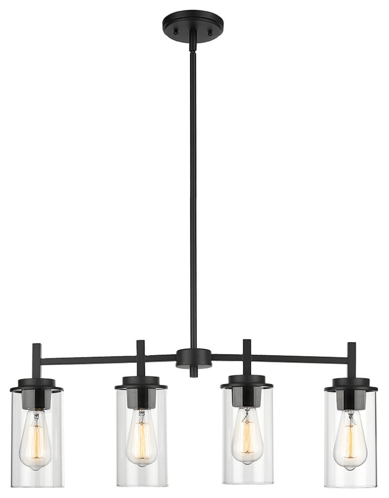 4 Light 28" Matte Black Chandelier