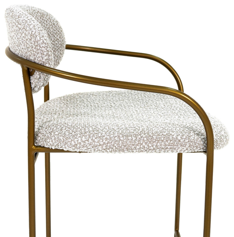 Oasis Upholstered Arm Counter Stool, Pearl Gray