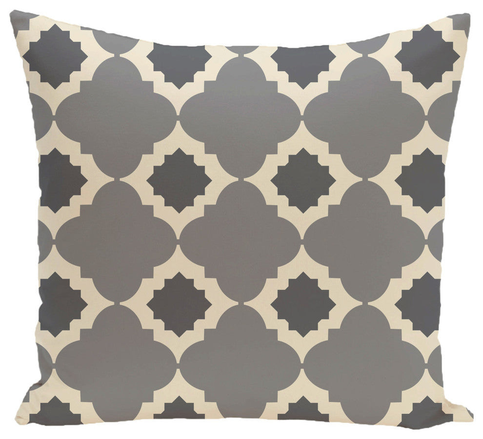 Medina Geometric Print Pillow, Gray, 26"x26"