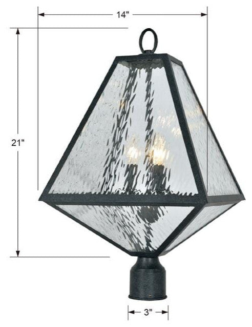 Brian Patrick Flynn for Crystorama Glacier 21" Outdoor Post Light in Black Cha
