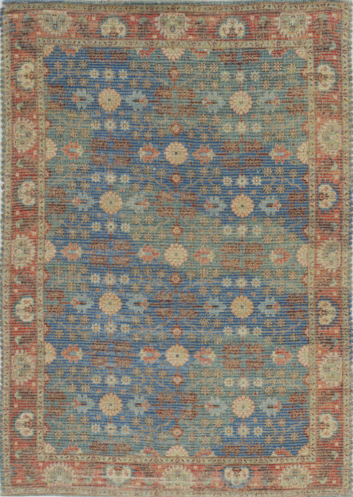 HomeRoots 8' x 11' Vibrant Traditional Style Blue and Red Design Area Rug