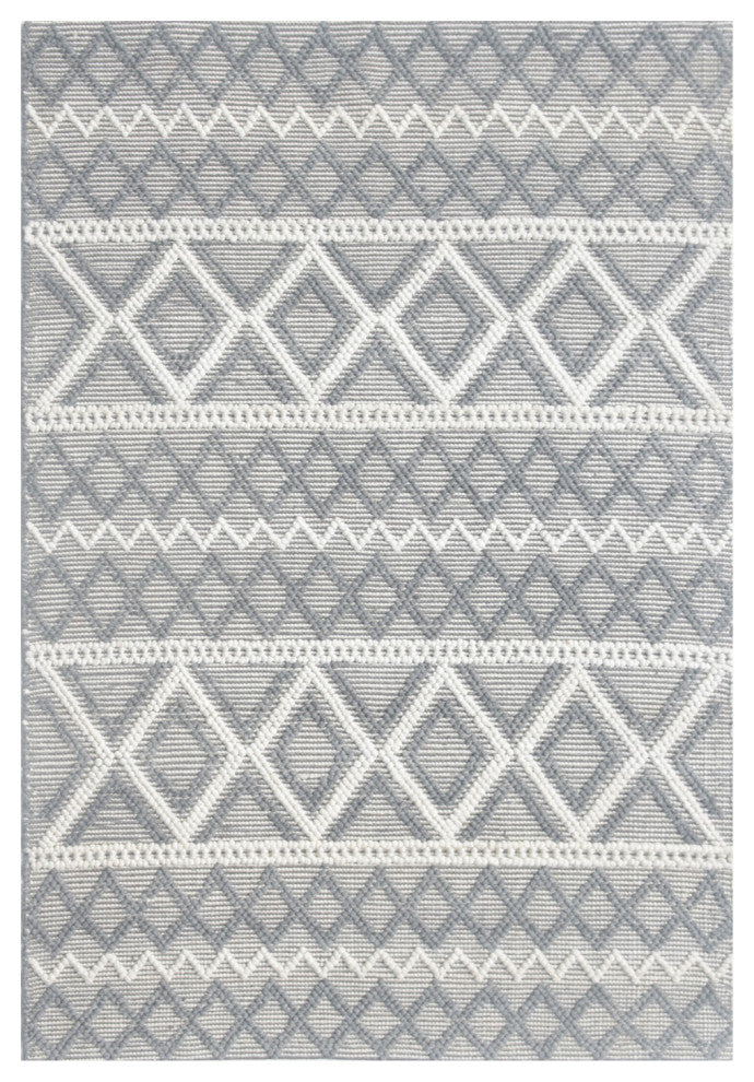 6"x9" Gray Ivory Diamonds Boho Chic Area Rug