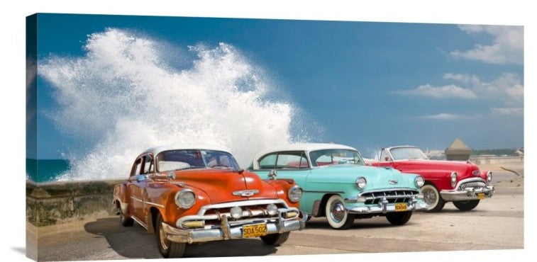 "Cars in Avenida de Maceo, Havana, Cuba" Canvas by Pangea Images, 24x12"