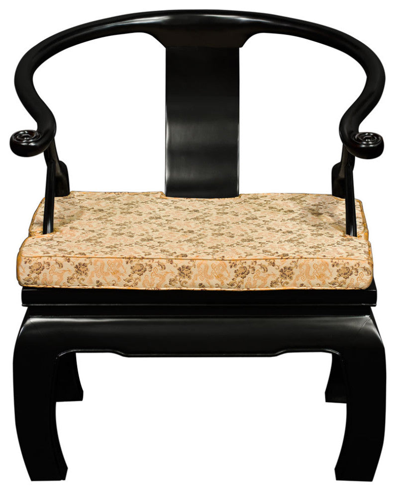 Black Elmwood Chow Leg Chinese Monk Chair