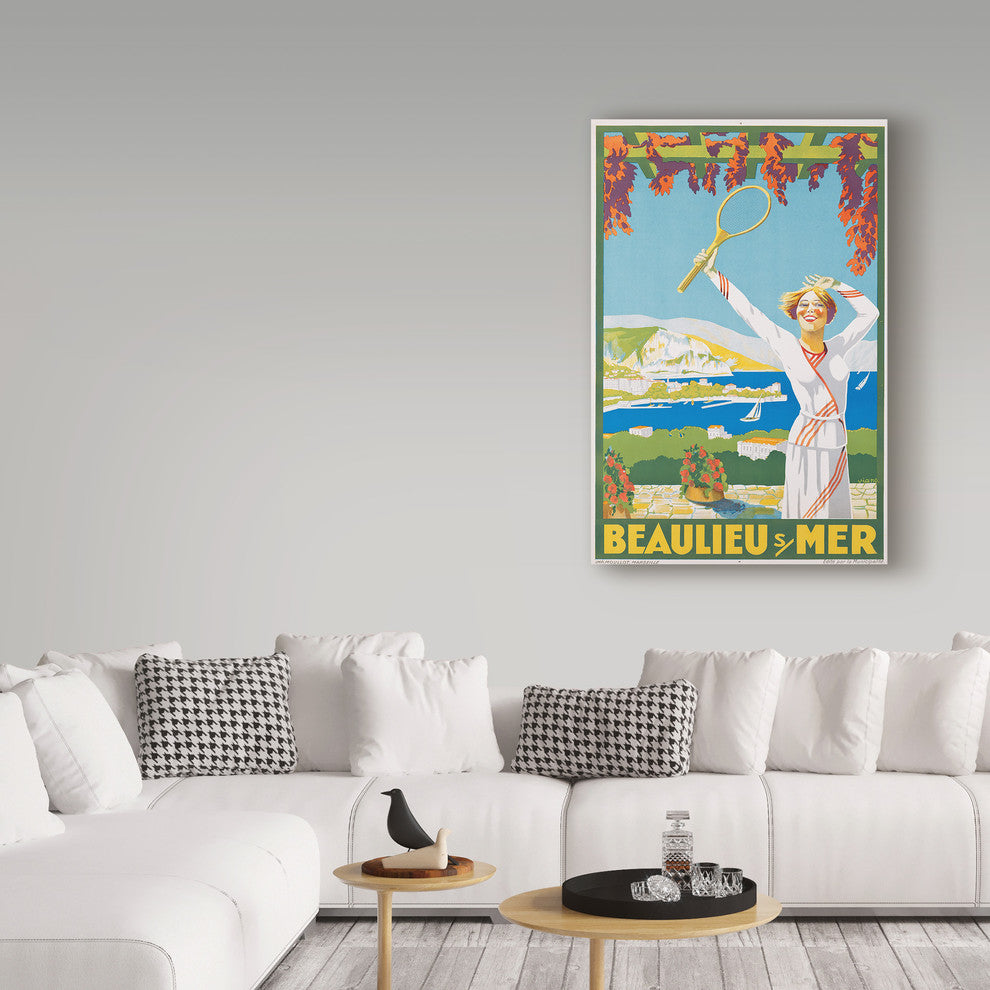 "Beaulieu-sur-Mer Advertisement 1925 " by French School, Canvas Art