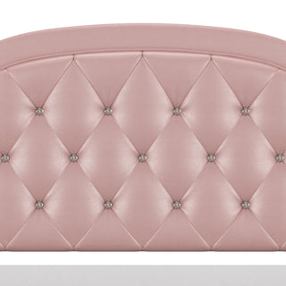 Karley Upholstered Bed, Pink Faux Leather, Full