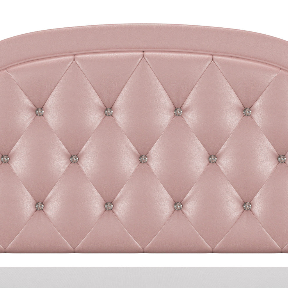 Karley Upholstered Bed, Pink Faux Leather, Full