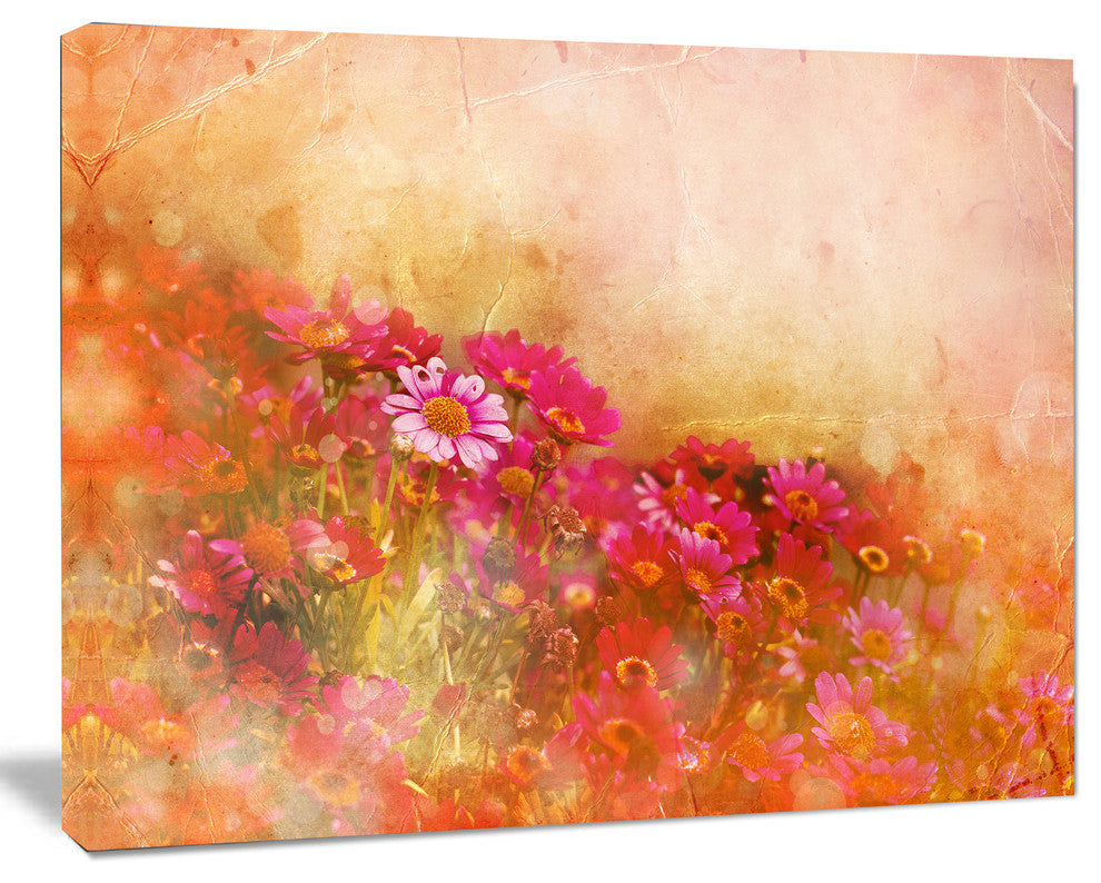 Beautiful Little Flowers in Spring, Large Floral Canvas Artwork, 60"x28"