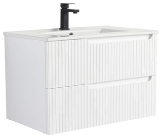 Citiscape Bath Vanity, Textured Drawer Fronts Sink Included, White, 30"