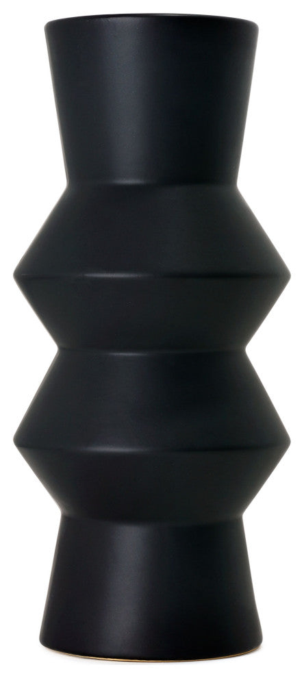 American Art Decor Contemporary Black Shaped Ceramic Vase 11"