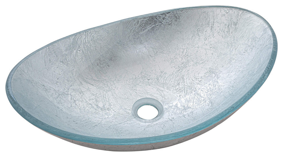 Fine Fixtures modern Glass Vessel Oval 20x14, Silver