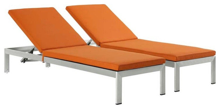Shore Chaise with Cushions Outdoor Patio Aluminum, Set of 2