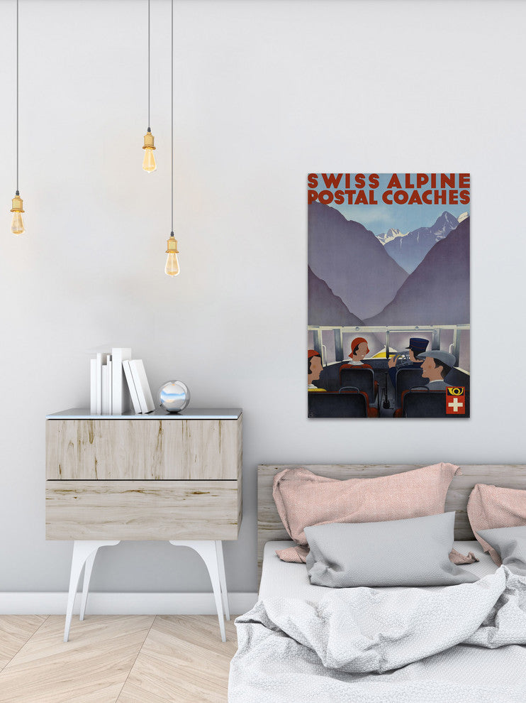 "Postal Coaches" Painting Print on Wrapped Canvas, 24"x36"