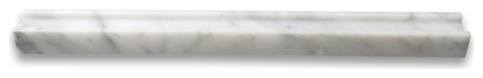 Carrara White Marble Groove Square Edge Liner Pencil Trim Tile Honed, 1 piece