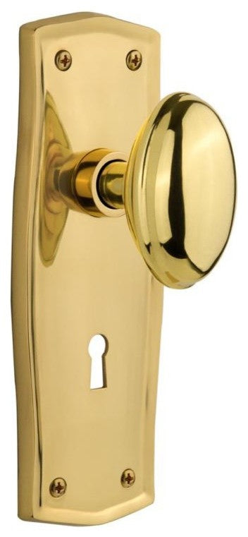 Nostalgic Prairie Plate with Homestead Knob and Keyhole in Polished Brass