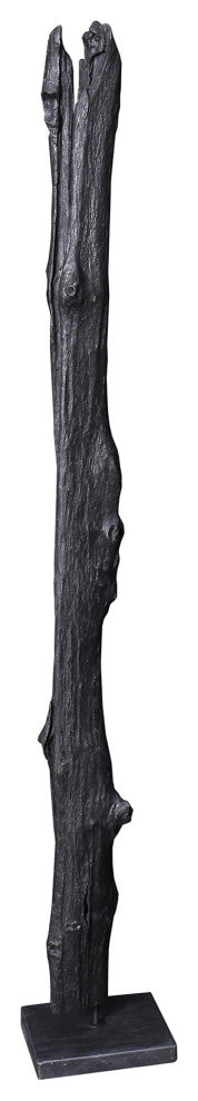 Industrial Tall Teak Wood Sculpture Weathered Grey - Grey