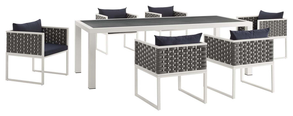 Stance 7 Piece Outdoor Patio Aluminum Dining Set